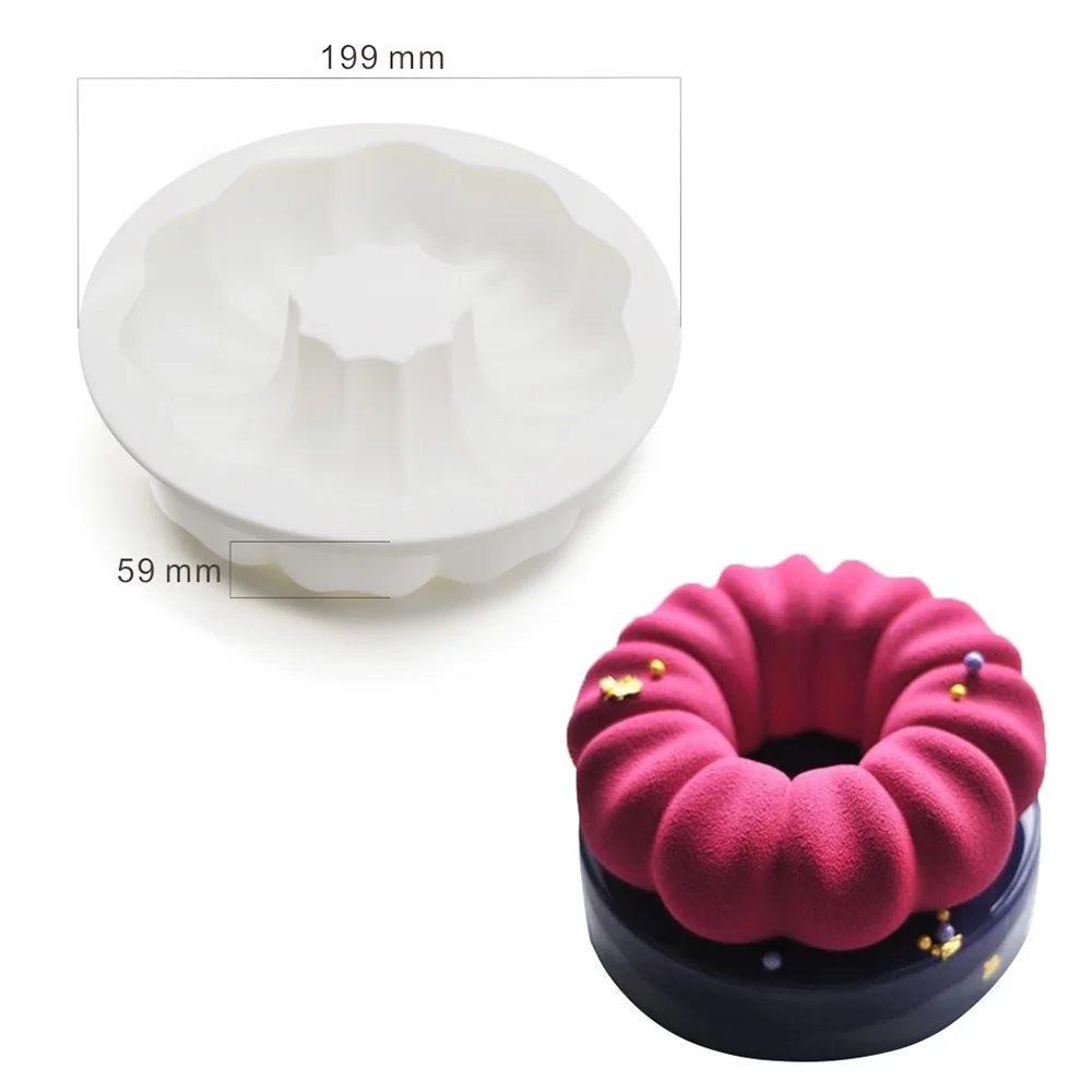 Round Corrugated Big Flower Mousse Cake Mold Taiji Design Silicone Mold for DIY Chocolate, Pudding, French Desserts, and Baking, Flexible Non-Stick Pastry Tool for Creative Home Baking and Party Treats - 图片 12