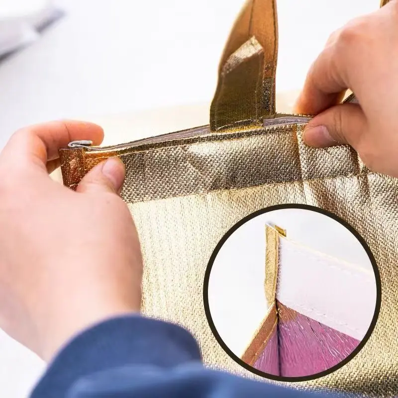 Cake Shop Insulation Bag with Velcro Zipper, Aluminum Foil and Pearl Cotton Lining, Cold Thermal Delivery Bag, Reusable Takeaway Cooler Tote for Cakes, Pastries, and Baked Goods 6