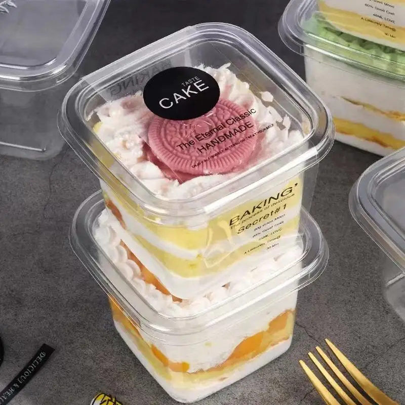 10/50 Pcs Transparent Cupcake Packaging Boxes with Lids, Disposable Dessert Containers, Tiramisu Cake Boxes, Clear Plastic Baking Boxes for Birthday Party, Wedding, Gift Packaging and Catering Use 8