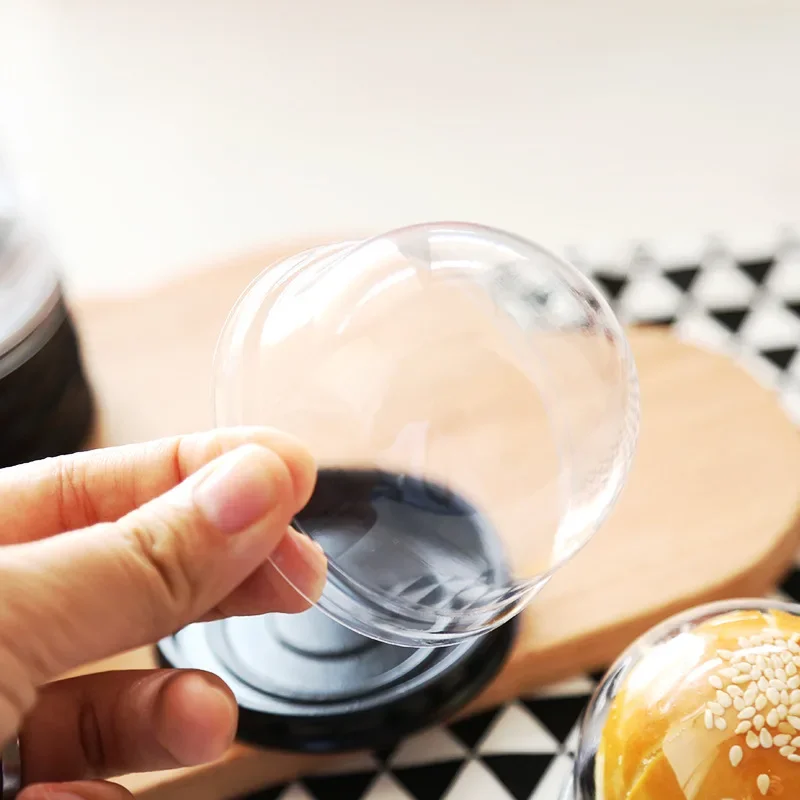 50pcs Mini Muffin Cake Box Container Trays Transparent Mooncake Dome Pastry Baking Packaging Box for Wedding Party Dessert Supplies Gift Favor Party Accessories