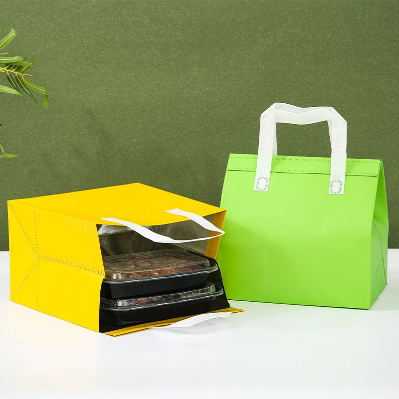 10pcs Non-Woven Insulated Tote Bags Reusable Fabric Pouches for Food, Cake, Drinks, Grocery Delivery, Hot and Cold Storage, Portable Lunch Carrier, Picnic, Baking, and Eco-Friendly Packaging - 图片 3