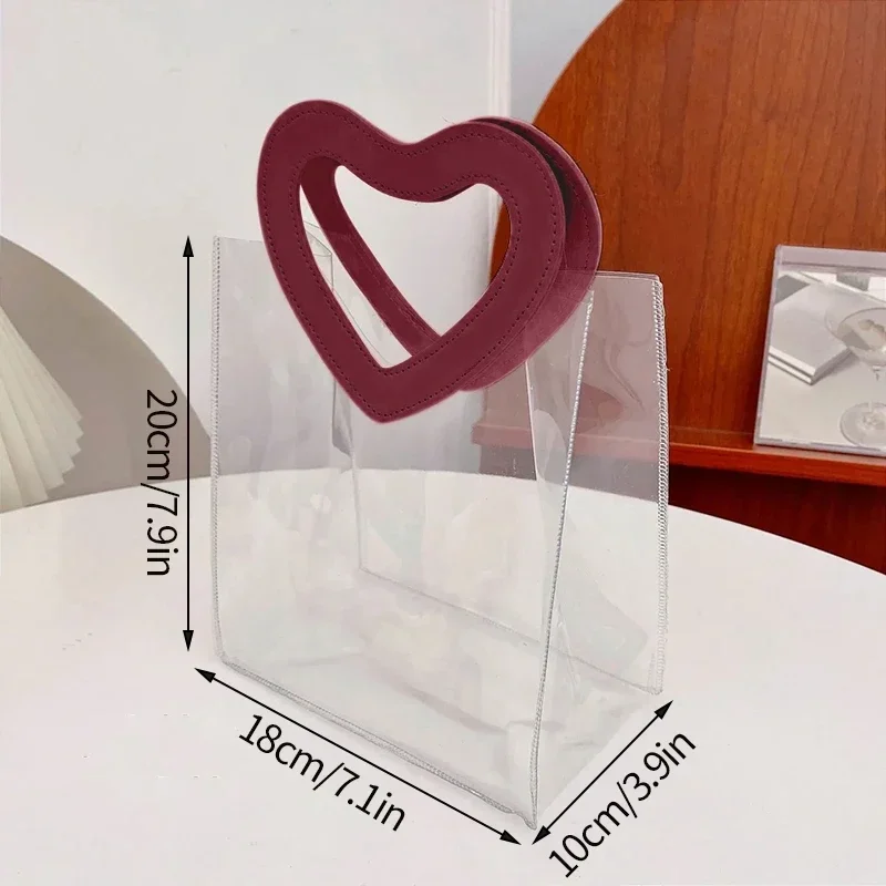 1–10PCS Transparent PVC Gift Bags Waterproof Candy Shopping Handbag with Love or Square Handle for Valentine’s Day Wedding Party Favor Packaging Bolsa Regalo Sac Cadeau ساک هدیه 透明ギフトバッグ 투명포장가방 - 图片 11