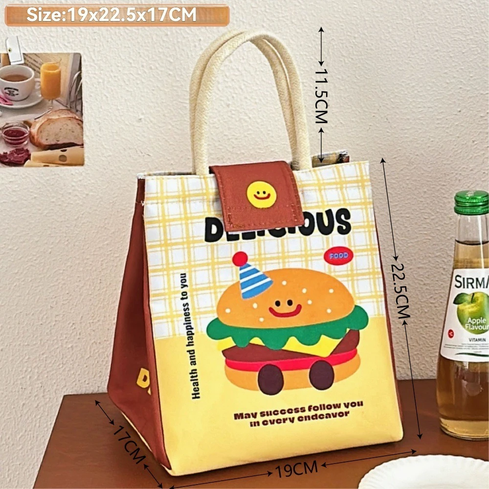 1pc Insulated Lunch Bag Cute Bento Tote Bag Fashionable Thermal Food Container for Office, School, and Travel, Large Capacity Reusable Lunch Box Carrier for Students and Workers
