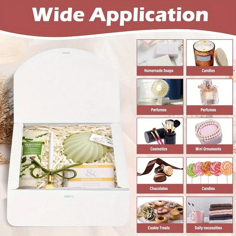 10 PCS Gift Boxes with Lids, 27208cm White & Black Paper Gift Boxes with Ribbon, Luxury Bridesmaid Proposal Boxes for Weddings, Birthdays, Special Occasions, Gift Wrapping Packaging - 图片 4