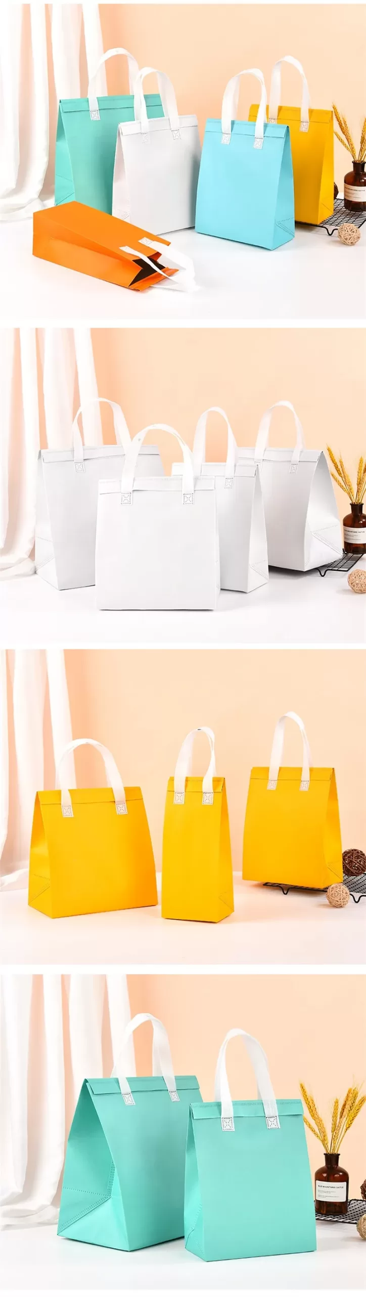 10pcs Non-Woven Insulated Tote Bags – Portable Reusable Fabric Pouches for Food, Cake, Drinks, and Snacks, Thermal Carrier Keeps Hot or Cold, Perfect for Delivery, Picnic, Grocery, Work, School 3