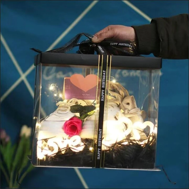 7 Inch Transparent Cake Box, Large Birthday Cake Packaging Boxes with Clear Window, DIY Baking Dessert Boxes for Cakes, Cupcakes, Pastries, Flower Gift Packaging for Wedding Christmas Baby Shower Party Supplies 7