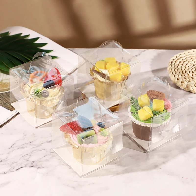 Transparent Cake Box Plastic Dessert and Cupcake Packaging Box with Handle, Portable Gift Wrapping Box for Weddings, Birthdays, Parties, Baby Showers, Holiday Desserts, Pastries, Bakery Display and Gift Presentation - 图片 3