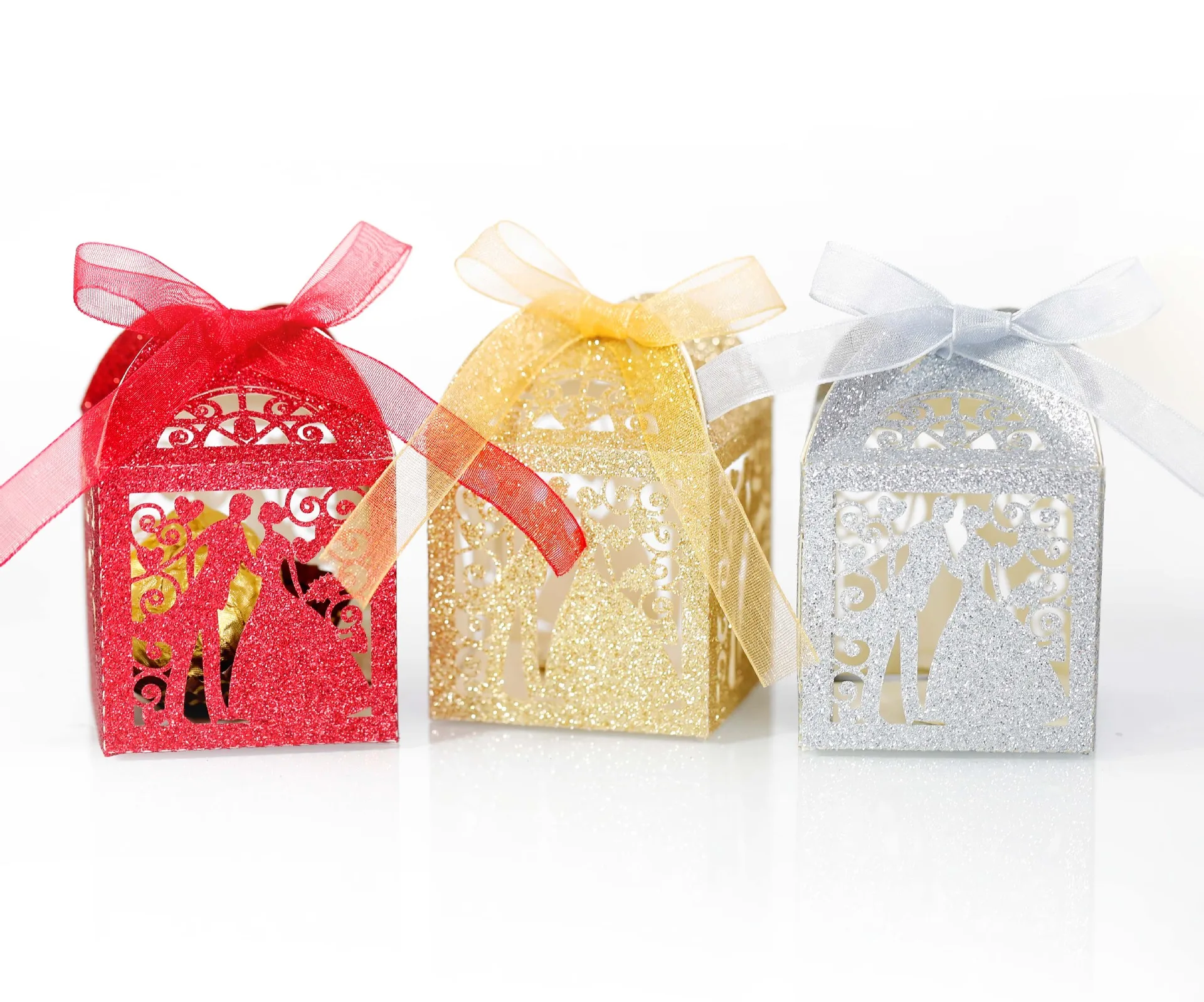 50/100/200 Pcs Glitter Paper Candy Boxes for Wedding Valentine's Day - Bride Groom Part... - SKU CCB01310 - UGI Packaging
