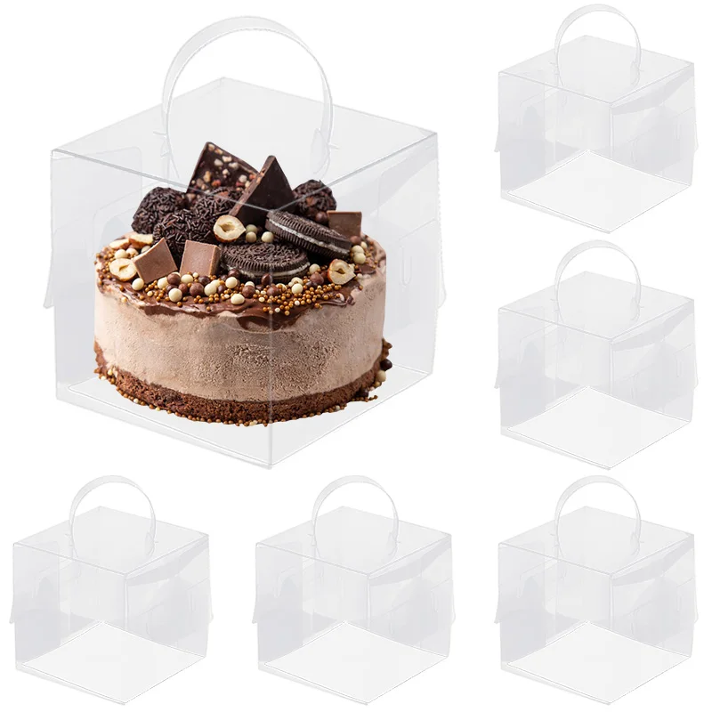 2/5PCS Clear Cake Packaging Box with Handle, Transparent Plastic Dessert Container, Cupcake Boxes with Lids for Wedding, Birthday Party, Baby Shower, Gift Wrapping, Pastry Display, and Event Decoration Supplies
