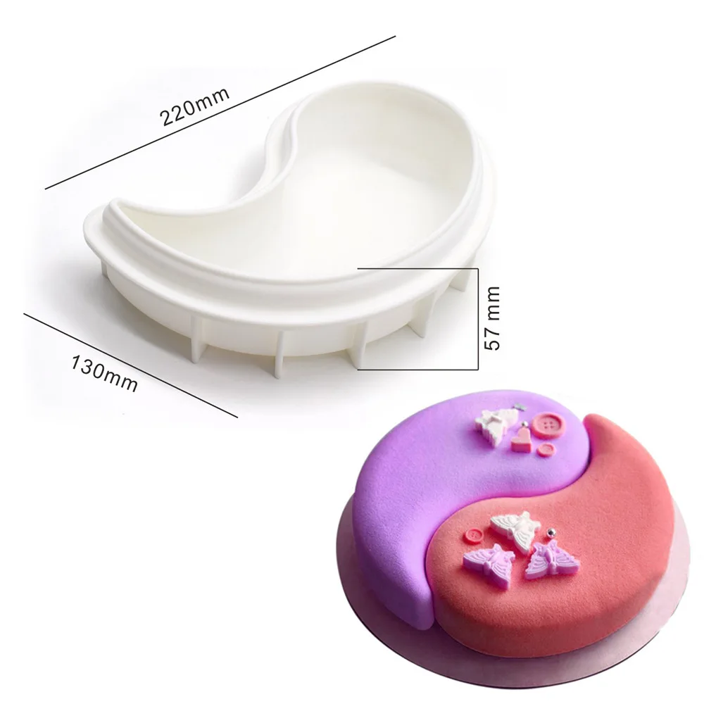 Round Corrugated Big Flower Mousse Cake Mold Taiji Design Silicone Mold for DIY Chocolate, Pudding, French Desserts, and Baking, Flexible Non-Stick Pastry Tool for Creative Home Baking and Party Treats - 图片 11