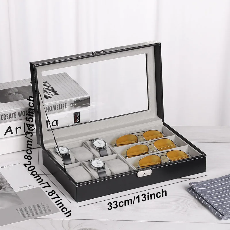 Multiple Slots Luxurious PU Watch Box 2/3/4/5/6 Grids Jewelry Ring Earrings Organizer For Men And Women - 图片 8