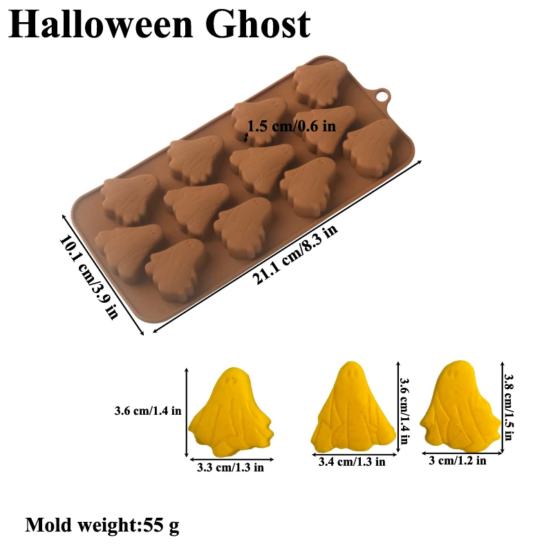 Halloween Silicone Cake Mold, Pumpkin Skull Bat Tombstone Ghost Spider Witch Shape Chocolate Mould, Non-Stick Baking Mold for Cookies, Candy, Jelly, Desserts, Party Decorations