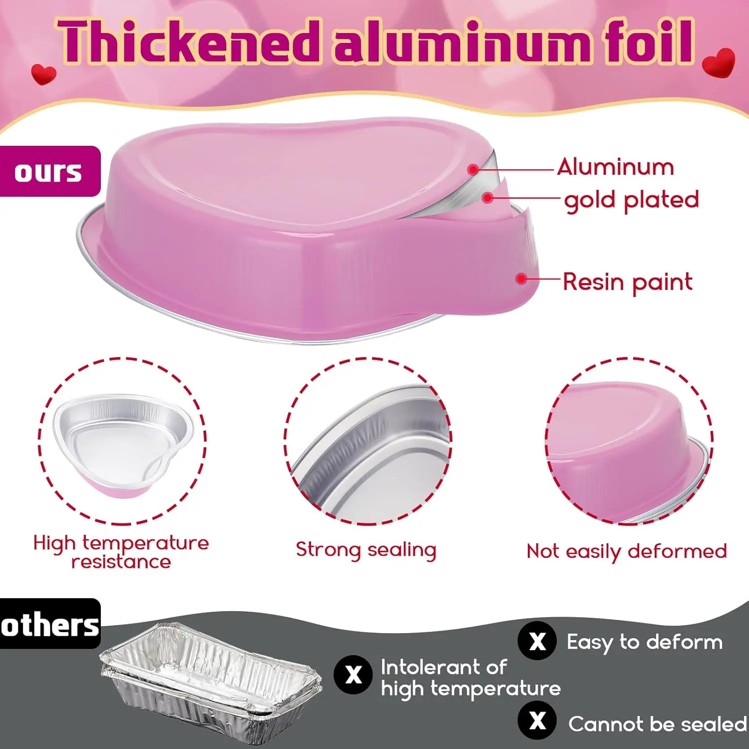 20PCS Heart Shape Disposable Aluminum Foil Cupcake Liners with Lids, Mini Cake Pans, Perfect for Weddings, Birthdays, Parties, Baking, and Kitchen Gadgets, Ideal for Cupcakes, Desserts, and Treats