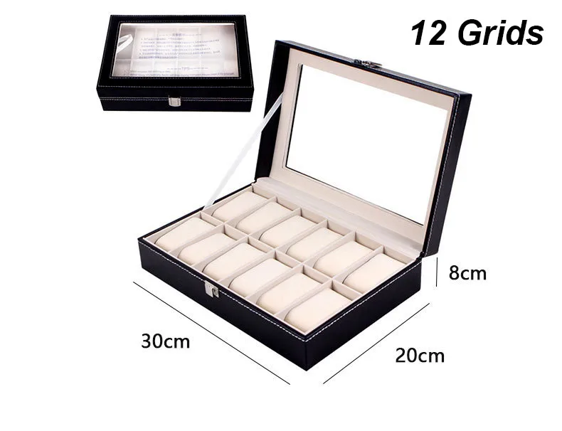 Multiple Slots Luxurious PU Watch Box 2/3/4/5/6 Grids Jewelry Ring Earrings Organizer For Men And Women