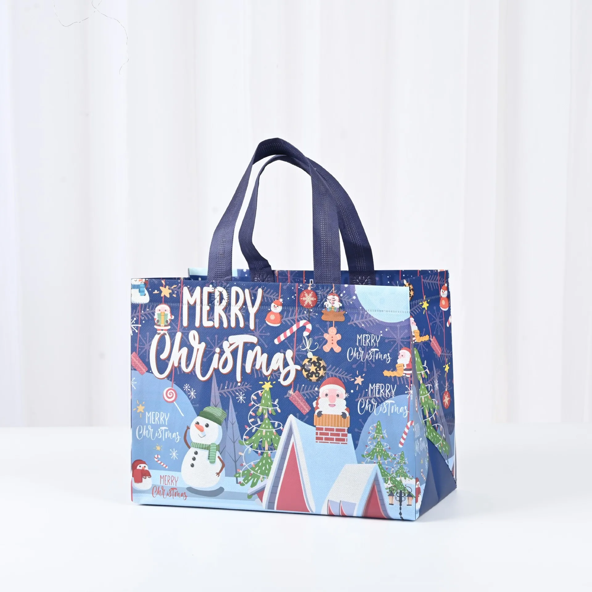 New Plaid Christmas Candy Gift Bags | Cute Santa Claus & Snowman Pattern Non-Woven Handbag | Waterproof Reusable Holiday Gift Packaging Tote for Xmas Party Supplies Decorations - 图片 24