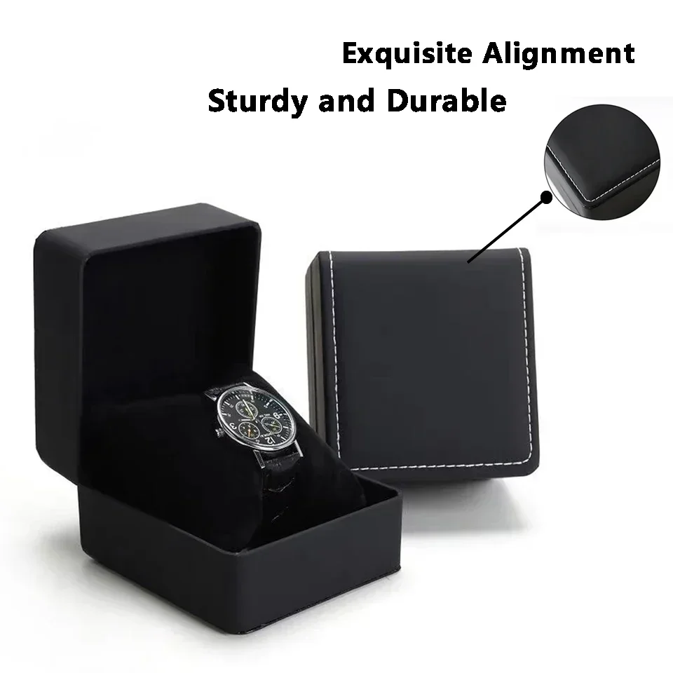 Black Single Watch Gift Box with Soft Pillow, PU Leather Wristwatch Case Organizer for Men, Clamshell Design Watch Holder, Elegant Protective Storage Box for Travel, Home, and Gift Presentation 3