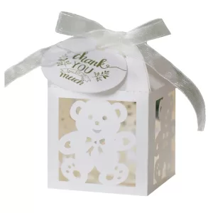 25/50/100 Pcs Cute Bear Candy Boxes with Thank You Tags and Ribbons - Baby Shower Birthday Party Chocolate Gift Boxes - Sweet Packaging Decoration for Special Celebrations
