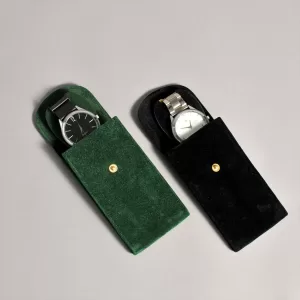 Travel Watch Organizer | Single Luxury Watch Storage Pouch Soft Velvet Travel Case with Protective Cushion for Men Women Portable Elegant Watch Packaging Box Gift Case for Christmas Birthday Anniversary