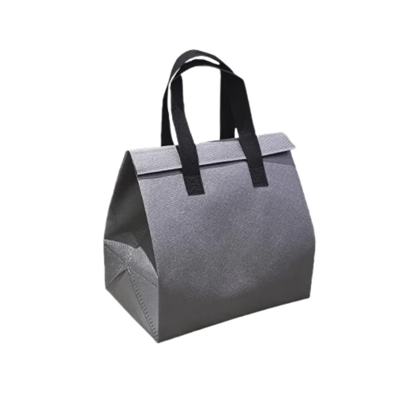 10pcs Grey Non-Woven Insulated Tote Bags – Reusable Portable Pouches for Bread, Food, Bakery, Snacks, Hot or Cold Meals, Delivery, Grocery, Picnic, Thermal Storage Carrier for Work, School, Travel 12