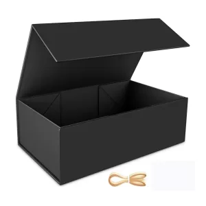 Black Magnetic Gift Boxes with Lids, Rectangle Collapsible Packaging Box with Magnetic Closure, Luxury Folding Storage Box for Presents, Groomsman Proposal, Wedding, Birthday, Holiday, Party Gift Wrapping