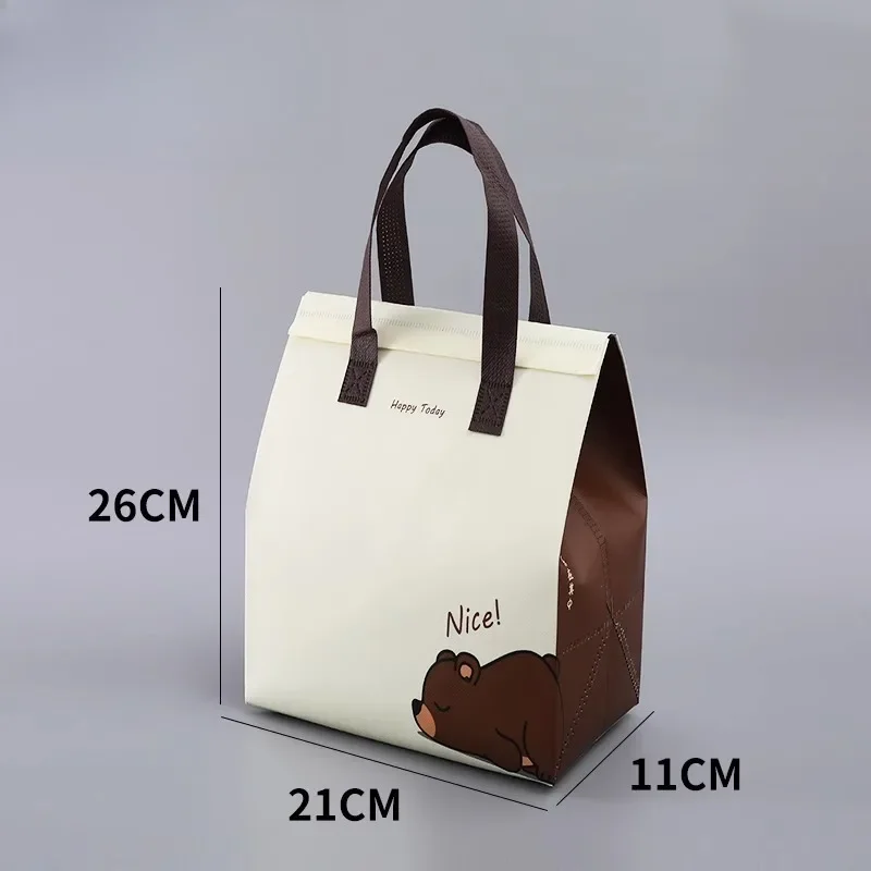 1pc Insulated Aluminum Foil Non-Woven Disposable Food Delivery Bags, Thermal Packaging for Milk Tea, Drinks, Lunch, Catering, Takeout, and Commercial Hot Cold Storage Bags - 图片 2