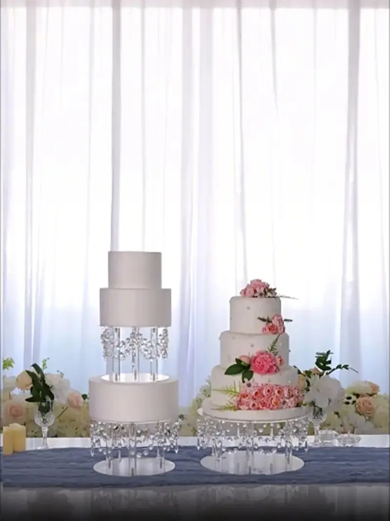 3 Pieces Luxury Transparent Dessert Cake Stand Set Tall Cake Tray Wedding Birthday Party Decoration Elegant Dessert Table Display for Wedding Events and Special Occasions