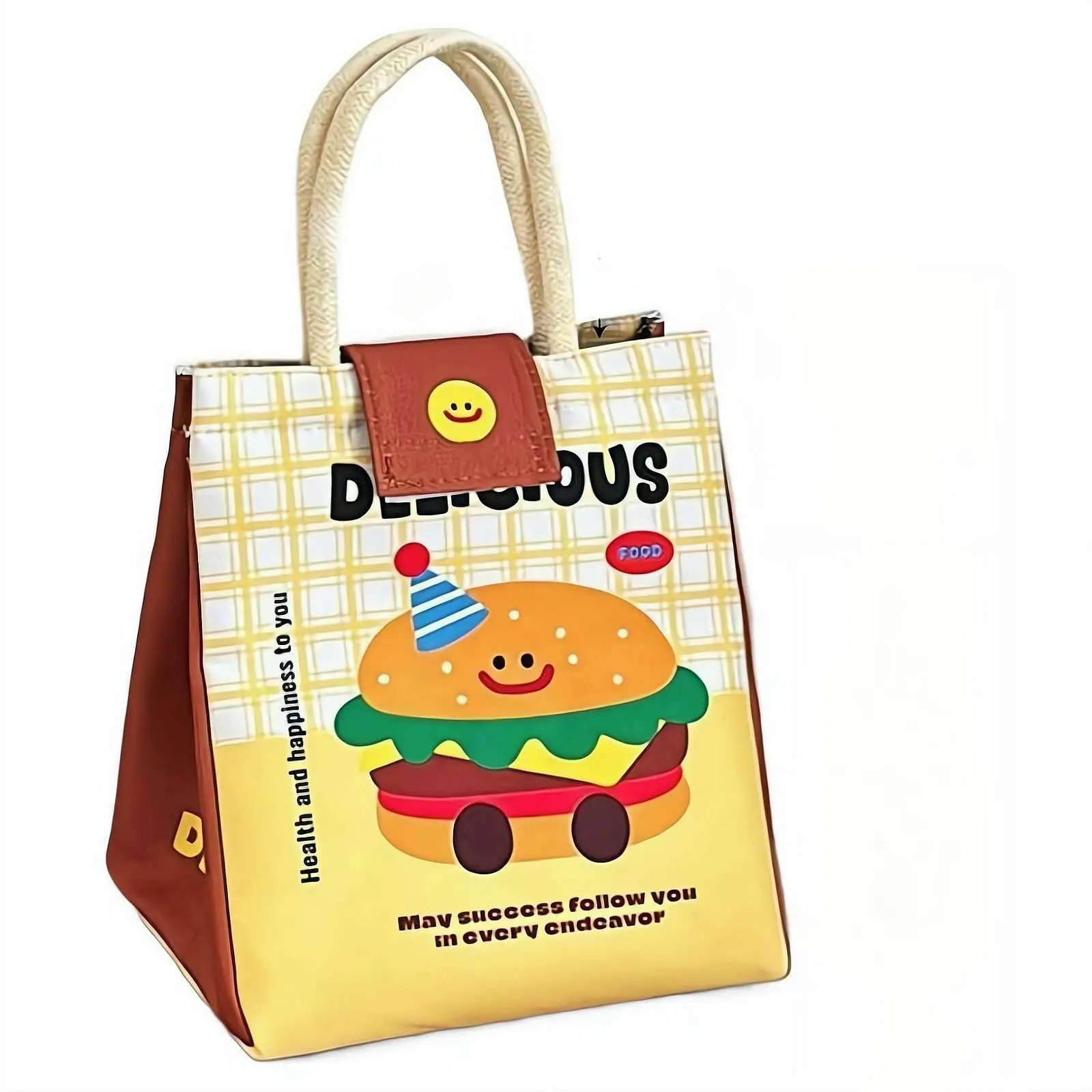 1pc Insulated Lunch Bag Cute Bento Tote Bag Fashionable Thermal Food Container for Office, School, and Travel, Large Capacity Reusable Lunch Box Carrier for Students and Workers