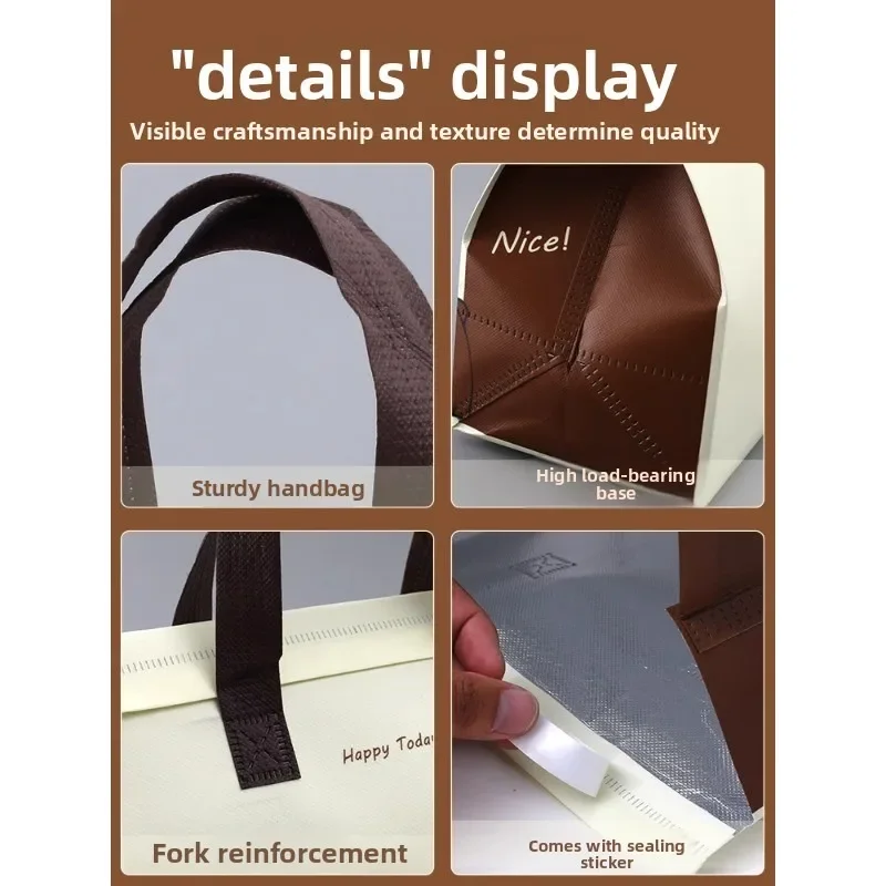 1pc Insulated Aluminum Foil Non-Woven Disposable Food Delivery Bags, Thermal Packaging for Milk Tea, Drinks, Lunch, Catering, Takeout, and Commercial Hot Cold Storage Bags - 图片 5