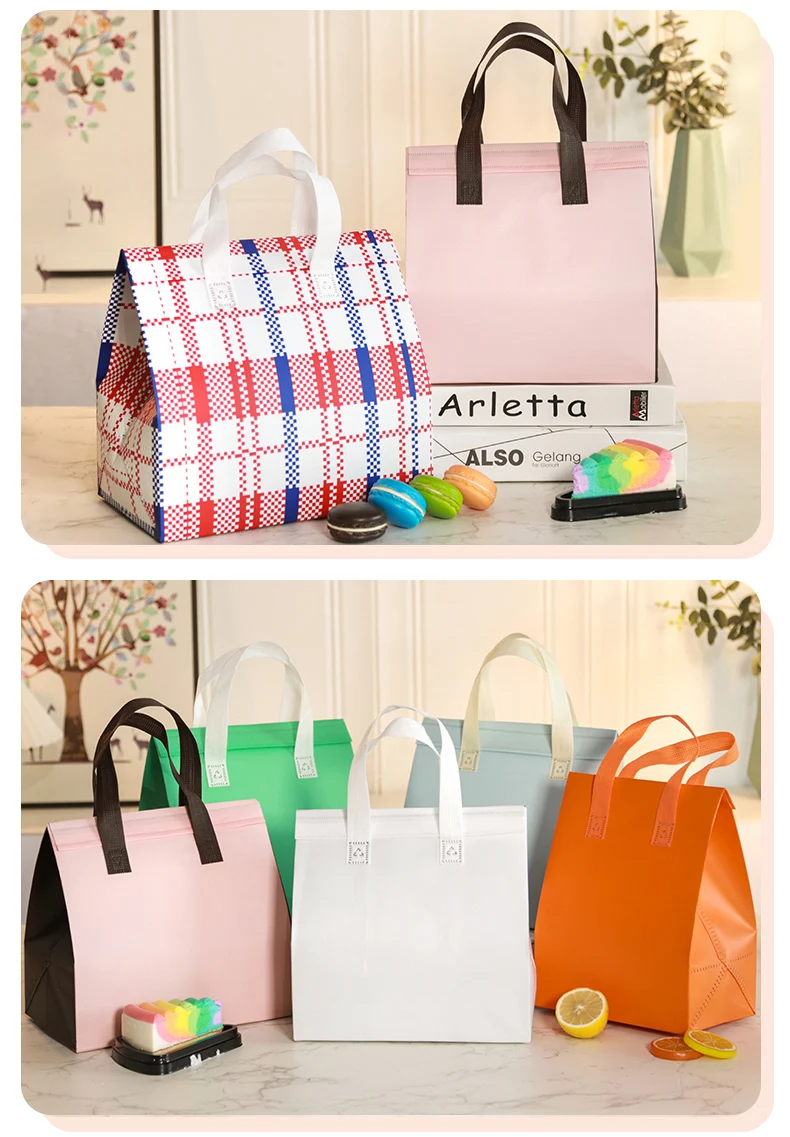 Disposable Aluminum Foil Thermal Bag – Handheld Non-Woven Food Carrier for Cakes, Desserts, and Beverages, Insulated Cold and Hot Preservation Bag for Commercial Catering, Takeaway, and Party Use 9