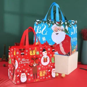 1–20PCS Reusable Non-Woven Christmas Gift Bags with Handles | Waterproof Holiday Tote Bags for Presents, Candy, Party Supplies, Decorations & Christmas Ornaments Packaging