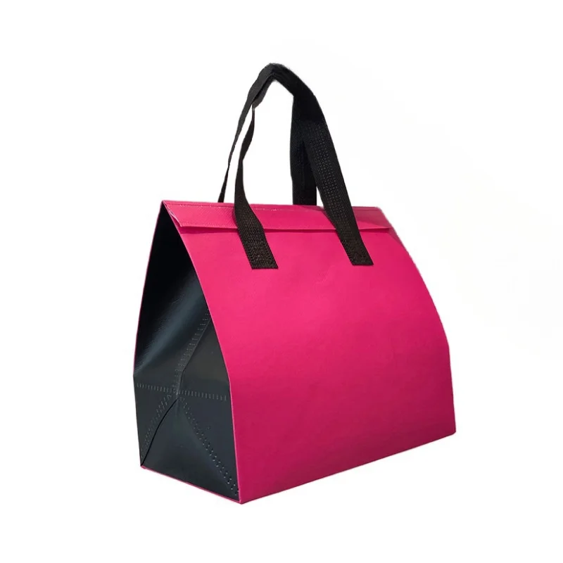 10pcs Pink Non-Woven Insulated Tote Bags – Reusable Fabric Pouches for Food, Drinks, Lunch, Grocery, Delivery, Picnic, Keep Warm or Cold, Portable Thermal Storage Carrier for Work, School, Travel - 图片 6