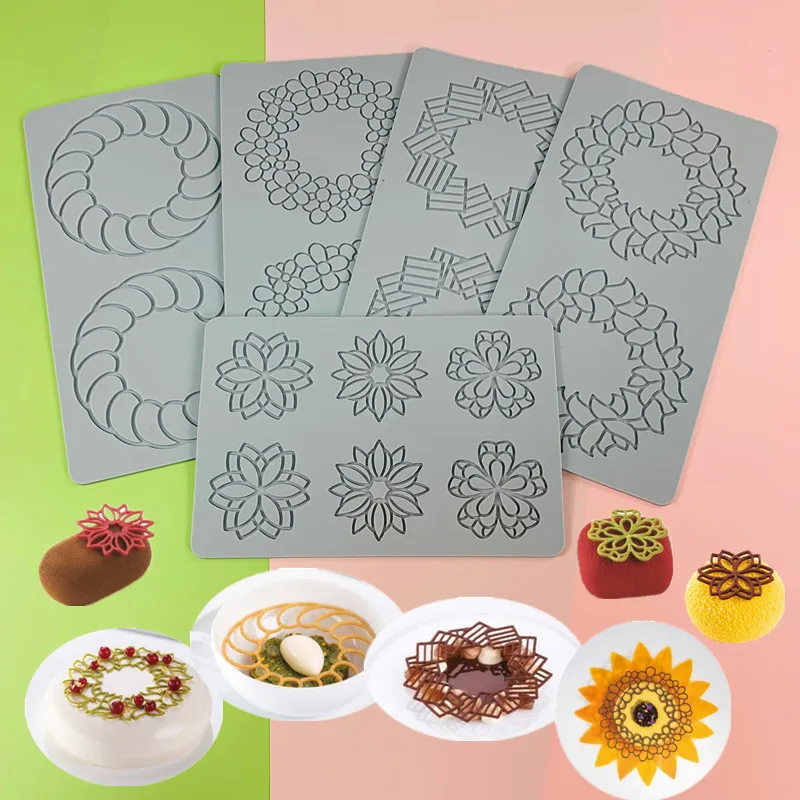 Leaf Flower Wreath Lace Silicone Mold Fondant Cake Sugarcraft Mould Chocolate Candy Dessert Tray Decoration Tools Pastry Baking Supplies Cupcake Topper Resin Soap Wax Melt DIY Craft Accessories