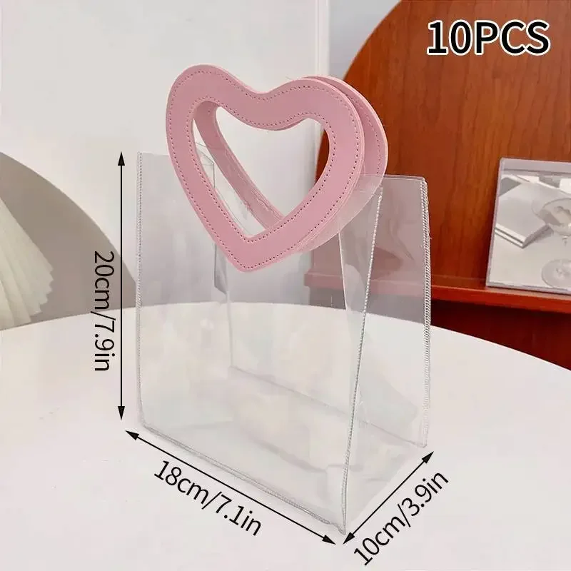 1–10PCS Transparent PVC Gift Bags Waterproof Candy Shopping Handbag with Love or Square Handle for Valentine’s Day Wedding Party Favor Packaging Bolsa Regalo Sac Cadeau ساک هدیه 透明ギフトバッグ 투명포장가방 - 图片 15