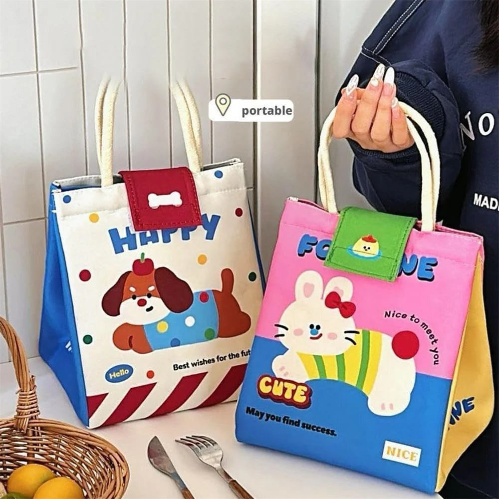 1pc Insulated Lunch Bag Cute Bento Tote Bag Fashionable Thermal Food Container for Office, School, and Travel, Large Capacity Reusable Lunch Box Carrier for Students and Workers