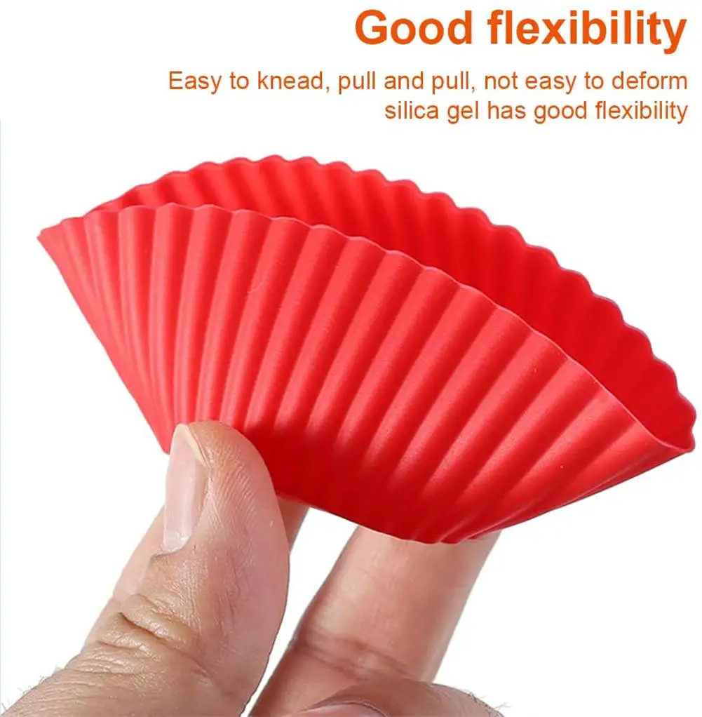 12pcs/Set Round Silicone Cake Molds, Muffin and Cupcake Baking Molds for DIY Baking, Kitchen Cooking, Cake Decorating, Non-Stick Reusable Bakeware, Dessert Makers and Culinary Tools 10