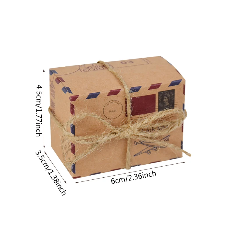 10P Mini Suitcase Candy Boxes with Rope Travel Theme Stamp Decor Kraft Paper Drawable Boxes for Wedding Birthday Gift Packaging DIY Party Favor Travel-Themed Supplies - 图片 7