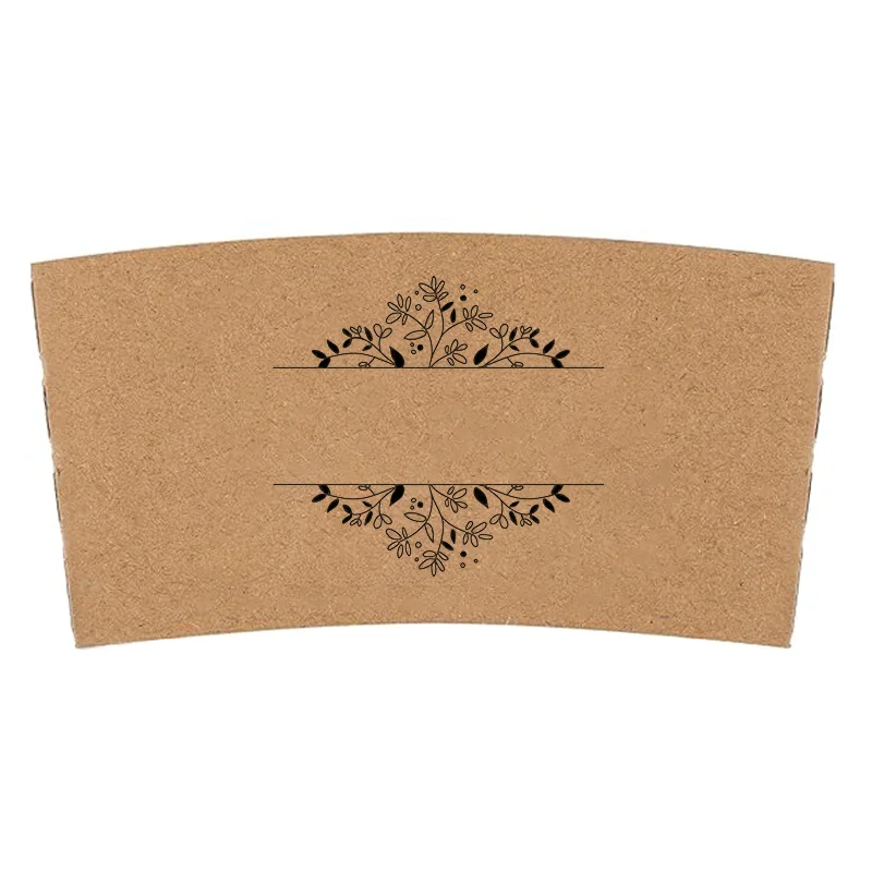 Custom Printed 20PCS 10-20oz Coffee Cup Sleeves Kraft Disposable Heat Insulated Cup Holders for Hot Beverages Wedding Party Café Takeaway Drink Accessories