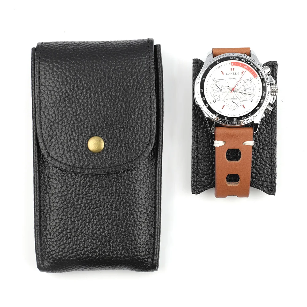 Travel Watch Organizer | Handmade Genuine Leather Watch Box Bracelet Storage Bag Portable Jewelry Organizer Leather Travel Pouch Protective Watch Packaging Case for Men Women Wristwatch Gift 12