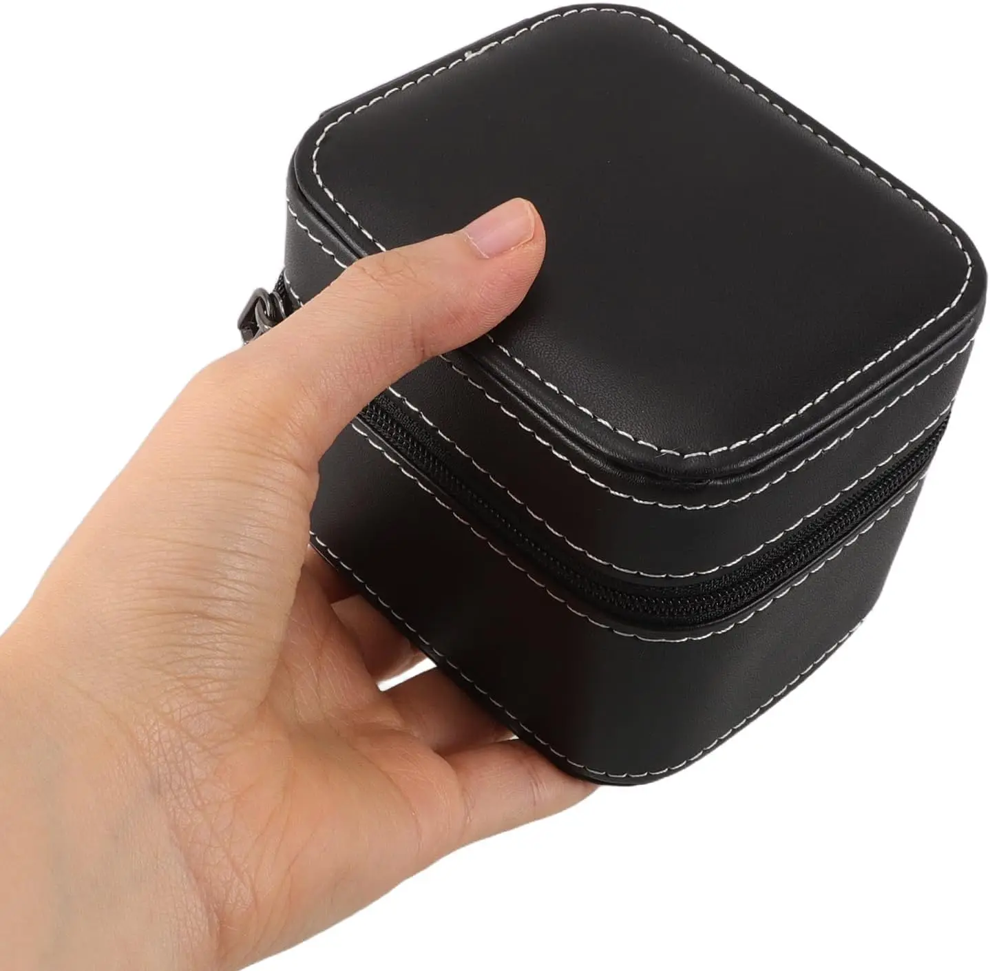 Travel Watch Case ⌚ Single Watch Travel Box – PU Leather Watch Carrying Case Organizer – Compact Storage Display Pouch for Men – Protective Jewelry Travel Case Black/Green/Orange - 图片 2