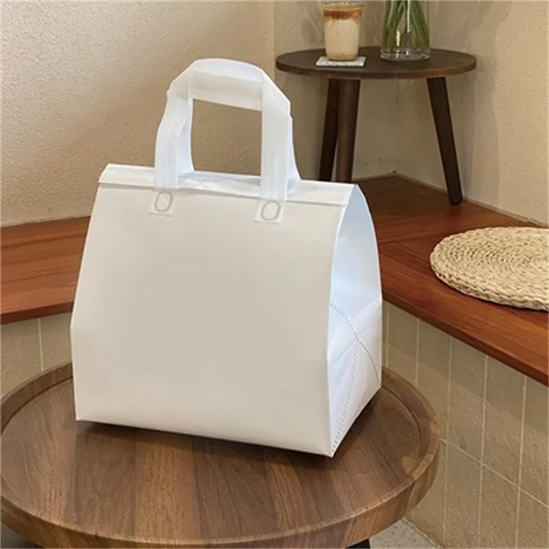 10pcs Silver Non-Woven Insulated Tote Bags, Reusable Fabric Pouches for Bread, Drinks, Food, Lunch, Grocery, Delivery, Picnic, Thermal Storage, Keep Warm or Cold, Eco-Friendly Durable Carrier - 图片 31