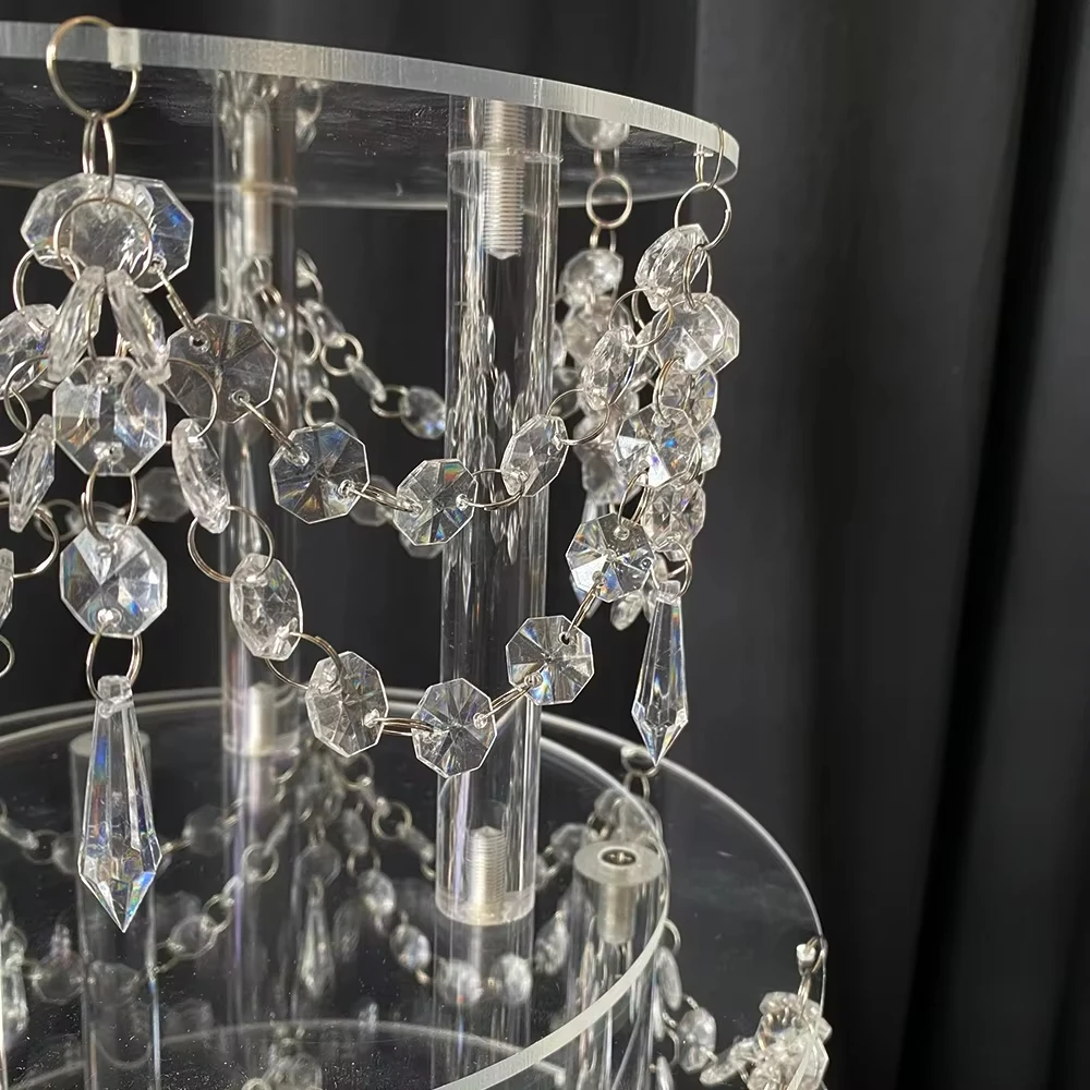 3 Pieces Luxury Transparent Dessert Cake Stand Set Tall Cake Tray Wedding Birthday Party Decoration Elegant Dessert Table Display for Wedding Events and Special Occasions - 图片 5