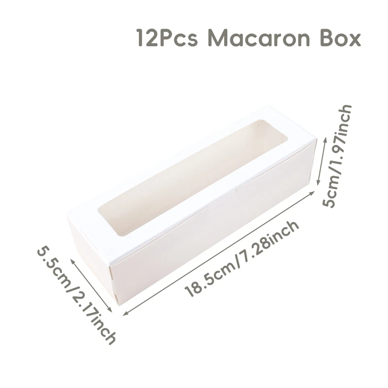 12Pcs Macaron Packaging Boxes with Clear Window, Transparent Cookie Gift Boxes, Cake Dessert Favor Box for Wedding Birthday Party Supplies Bakery Packaging 8