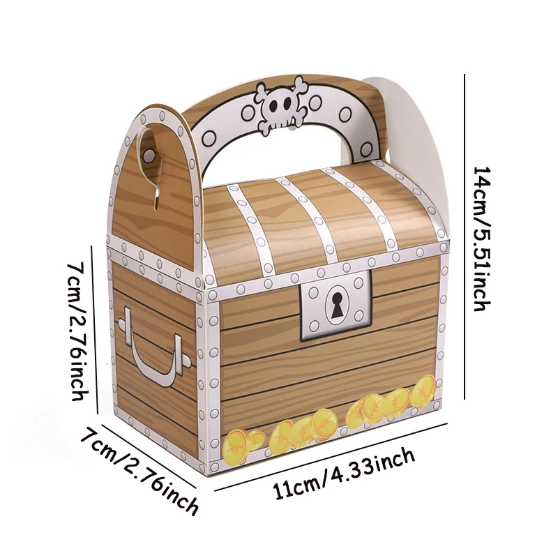 5/10/20PCS Pirate Treasure Goodies Boxes – Party Favor Boxes for Kids Pirate Theme Birthday, Halloween Party Supplies, Candy, Cookies, Biscuits, Treat Packaging, Gift Boxes and Event Decorations