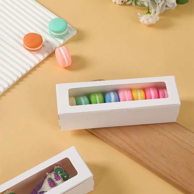 12Pcs Macaron Packaging Boxes with Clear Window, Transparent Cookie Gift Boxes, Cake Dessert Favor Box for Wedding Birthday Party Supplies Bakery Packaging 1