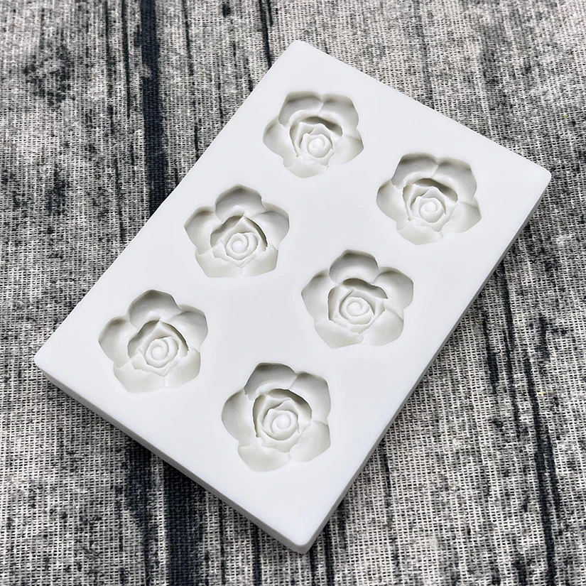 Mini Rose Camellia Daisy Flower Silicone Mold for Sugarcraft Cookie Cupcake Chocolate Baking Fondant Cake Decorating Tools DIY Pastry Dessert Decoration Kitchen Craft Tray