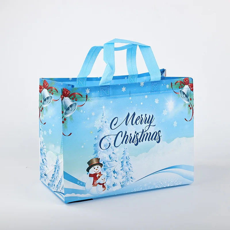 New Plaid Christmas Candy Gift Bags | Cute Santa Claus & Snowman Pattern Non-Woven Handbag | Waterproof Reusable Holiday Gift Packaging Tote for Xmas Party Supplies Decorations - 图片 7