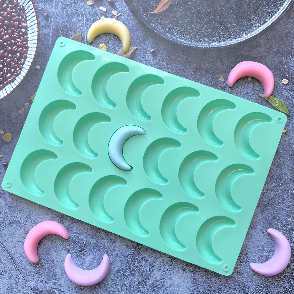 18-Hole Moon Shaped Silicone Mold for Baking Chocolate, Cookies, Pudding, Candy, and Ice Cubes, Non-Stick Flexible Food-Grade Mold for DIY Chocolate, Candy Making, Dessert Decoration, and Creative Baking 18-Hole Moon Shaped Silicone Mold for Baking Chocolate, Cookies, Pudding, Candy, and Ice Cubes, Non-Stick Flexible Food-Grade Mold for DIY Chocolate, Candy Making, Dessert Decoration, and Creative Baking