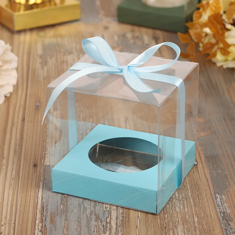 12Pcs Gold and Silver Clear Plastic Cupcake Packaging Boxes, Cake Favor Containers, Transparent Wedding Party Cupcake Boxes, Gift Boxes for Birthday, Party, Event, and Bakery Supplies - 图片 5