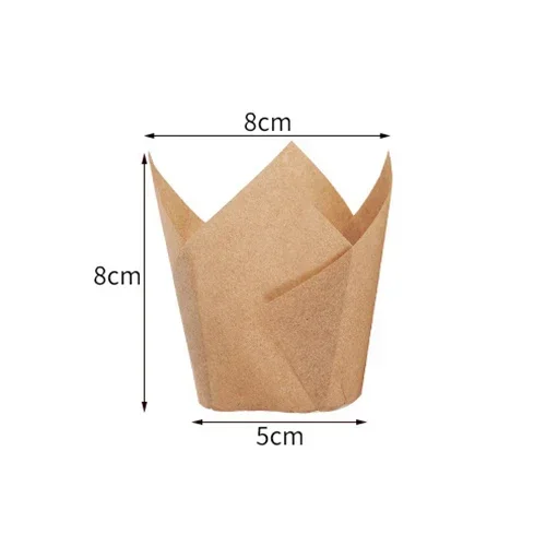 50pcs Tulip Muffin Cupcake Paper Cups, Oilproof Baking Liners for Cupcakes and Muffins, Decorative Cup Cake Wrappers, Disposable Muffin Wrap Cases for Parties, Weddings, and Bakery Supplies - 图片 4