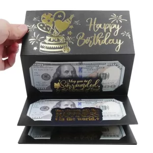 Creative Birthday Wallet Greeting Card – Folding Cash Holder Red Envelope Style, Unique Birthday Gift Envelope for Kids, Boys, Girls, and Friends, Fun and Practical Birthday Party Gift Idea